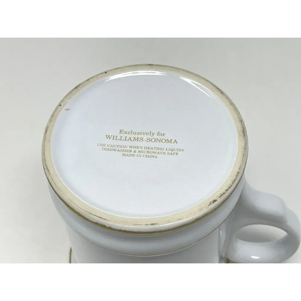 Williams Sonoma Monogram Letter Initial K Coffee Cup Mug White Gold
